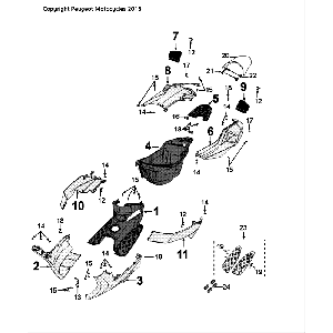 Kappen - Beplating - Helmbak Peugeot Speedfight 4 50 2-takt LC wit