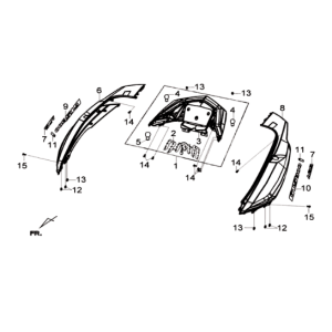 Beplating achterdeel  Sym Joymax 300I ABS E3 2014-2016 White (WH-300P)