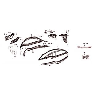 Motorschermen - Achterlicht - Achterspatbord Sym Symphony ST Euro 4 (BK-001C/R-010CA) black red