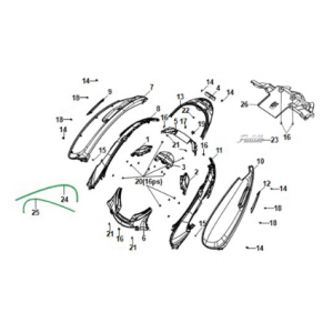 Body cover - tail light Sym E-Fiddle Petrol Green (GN546U)