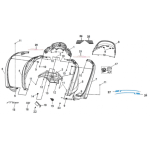 Body cover Sym Mio 50I E5 Gray/Black (GY-7450U/BK-001C)