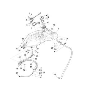 Benzinetank - Tankvlotter - Vacuümkraan Vespa Sprint 50 2-takt AC