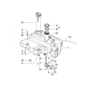 Benzinetank - Tankvlotter - Vacuümkraan Vespa S 50 2-takt AC