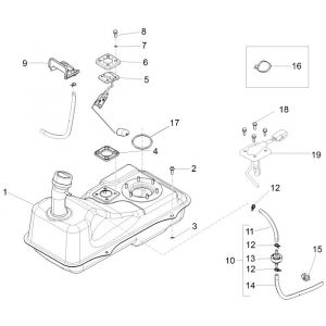 Benzinetank - Tankvlotter - Vacuümkraan Piaggio New Fly 4-takt 2V