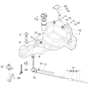 Benzinetank - Tankvlotter - Vacuümkraan Piaggio Zip 2000 2-takt AC
