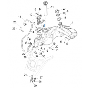 Benzinetank - Tankvlotter - Benzinepomp Vespa GTS 125 IE ABS Euro 5 2021