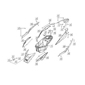 Motorschermen - Helmbak - Achterdrager Kymco VP50 4-takt ACoak metallic