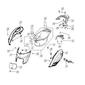 Motorschermen - Helmbak - Achterdrager Kymco Yup 50 2-takt AC zwart glans