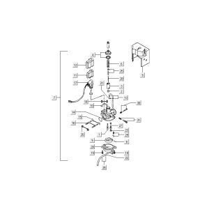 Carburateur - Choke Kymco Super9 50 2-takt AC oud model zwart geel