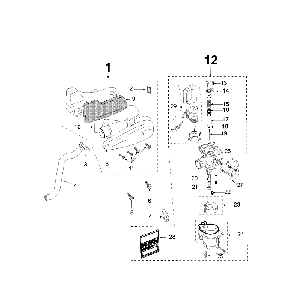 Carburateur - Choke - Luchtfilter Peugeot Citystar 50 Zwart