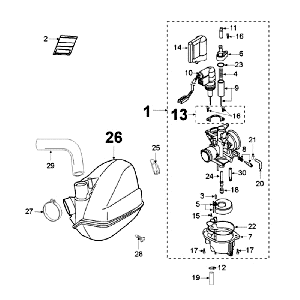 Carburateur Peugeot Ludix 10 Zwart