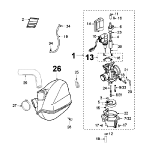 Carburateur Peugeot Ludix 12 zwart