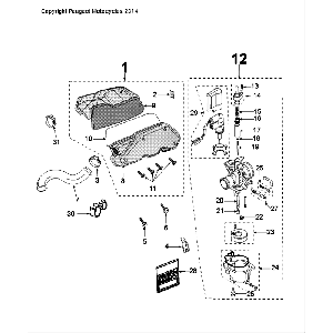 Carburateur Peugeot Speedfight 4 50 2-takt LC zwartblauw