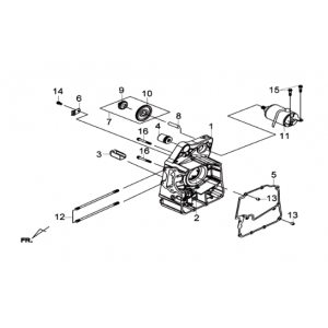 Carter rechts/ start motor Sym Joymax 300I ABS E3 2014-2016