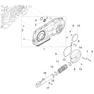 Carterdeksel Piaggio Fly 125 IE 4-takt 3V Euro 3