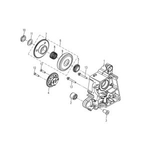 Carterhelft rechts - Starttandwiel 3B3 50 4-takt AC Euro 4 2018→ Carterhelft - startmotor 3B3 50cc (Euro 4 na 2018)
