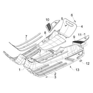 Treeplank Vespa S 50 4-takt 4V AC wit monte 544