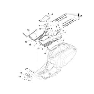 Treeplank Vespa Sprint 50 2-takt AC blauw azzurro 261/A