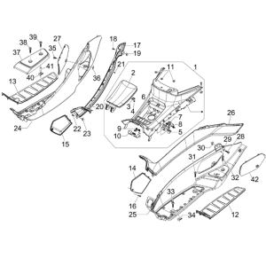 Treeplank - Voetensteun Piaggio MP3 300 LT Sport 2009-2014 zwart 98/A