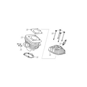 Cilinder- Cilinderkop Kymco Dink AC 2-takt Zilver