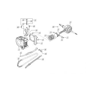 Cilinder - Zuiger - Krukas Kymco Sento 50 4-takt Spring Bruin