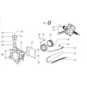 Cilinder - Zuiger - Krukas Kymco Downtown 300i wit