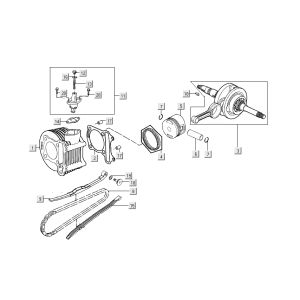 Cilinder - Zuiger - Krukas Kymco People S 50 4-takt Elegance zwart