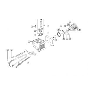 Cilinder - Zuiger - Krukas  Kymco Super8 Street 50 4-takt rood