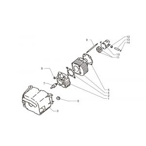 Cilinder - Zuiger - Cilinderkop Beta Ark-k 50 2-takt AC zilver