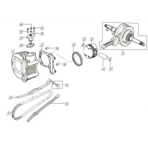 Cilinder - Zuiger - Krukas Kymco Like 200i Zwart