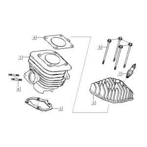 Cilinder - Cilinderkop Kymco Vitality 50 2-takt AC pearl zilver