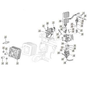 Cilinderkop Carburateur uitvoering Aprilia Mojito Custom 50 2-takt (Piaggio motor) 2004-2010