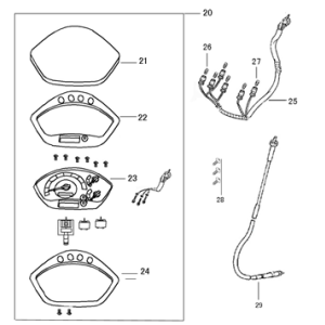 Kilometerteller - Cockpit - Kilometertellerkabel Lintex HT50QT-12 125 matzwart