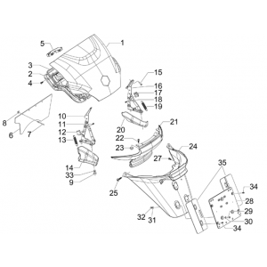 Achterspatbord Piaggio MP3 300 LT Sport 2009-2014 sterwit 595