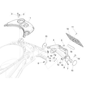 Achterspatbord -Afdekkap benzinetank Vespa Sprint 50 2-takt AC