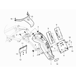 Achterspatbord Piaggio Beverly 350 Sport Touring Euro 3 2013-2014 wit 595
