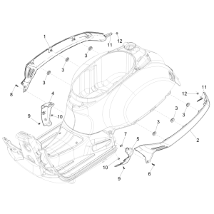 Motorschermen - Zijskirts Vespa GTS 250 ie 2005-2016 (zonder ABS) azuurblauw 244/A