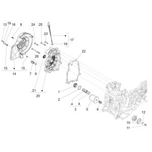 Waterpomp - Oliefilter - Vliegwieldeksel Piaggio Liberty 125 IGET 3V ABS Euro 5