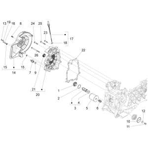 Waterpomp - Oliefilter - Vliegwieldeksel Piaggio Fly 125 IE 4-takt 3V Euro 3
