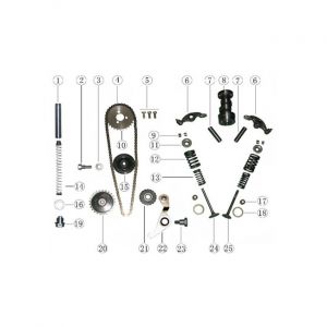 Nokkenas - Distributieketting -  Onderdelen cilinderkop AGM Caferacer