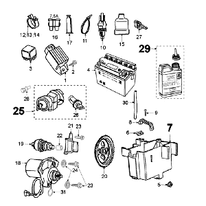 Elektrische delen - Bendix - Startmotor - Accu Peugeot Ludix 12 zwart