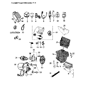 Elektrische delen - Bendix - Startmotor - Accu Peugeot Citystar 50 Zwart