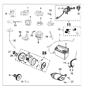 Elektrische delen - Bendix - Startmotor - Accu Peugeot Tweet old zilvergrijs