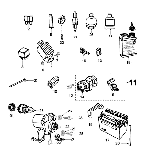 Elektrische delen - Bendix - Startmotor - Accu Peugeot Vivacity Blauw