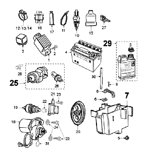 Elektrische delen - Bendix - Startmotor - Accu Peugeot Ludix 12 zwart