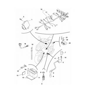 Kabelboom - Bobine - Accu Yamaha Aerox 4-takt 2014