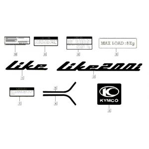 Emblemen - Stickers Kymco Like 200i Wit