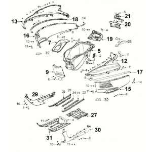 Motorschermen - Helmbak - Treeplank -Side skirts Peugeot Django 4-takt Euro 5 Deep Ocean Blue/ Mad Grey (S5)