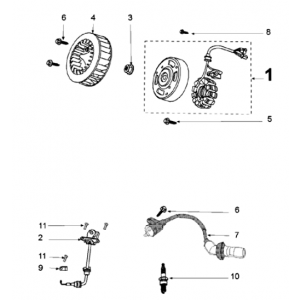 Ontsteking - Stator - Vliegwiel - Bobine - Pick up Django 50 4-takt Evasion