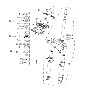 Forks and steering Peugeot Django 125 EFI E4 2018-2020